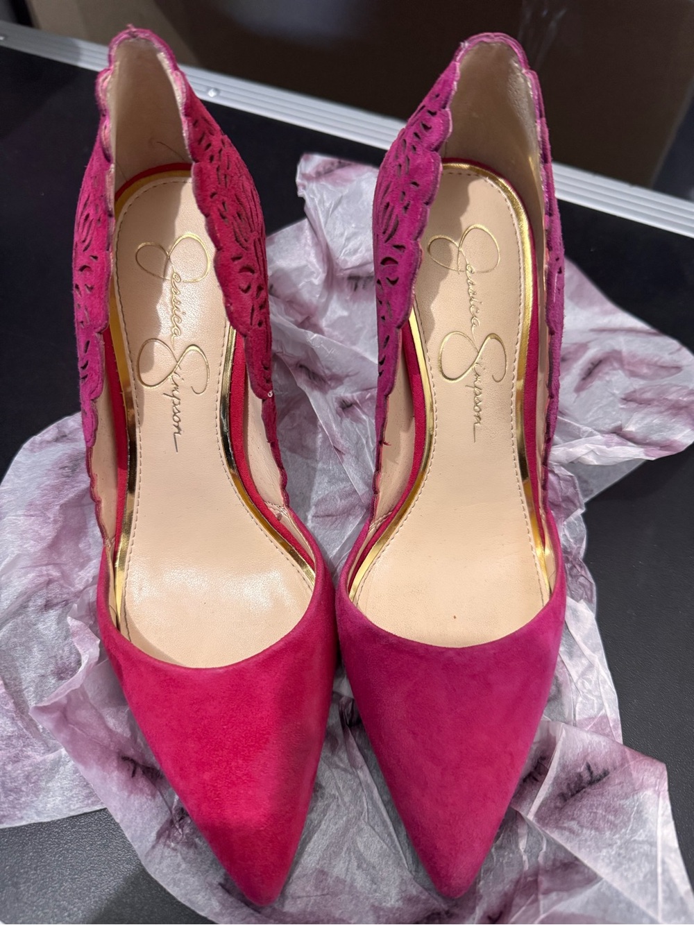 Jessica Simpson -Cassel Fuschia flash lux Suede Pointed Toe Pumps